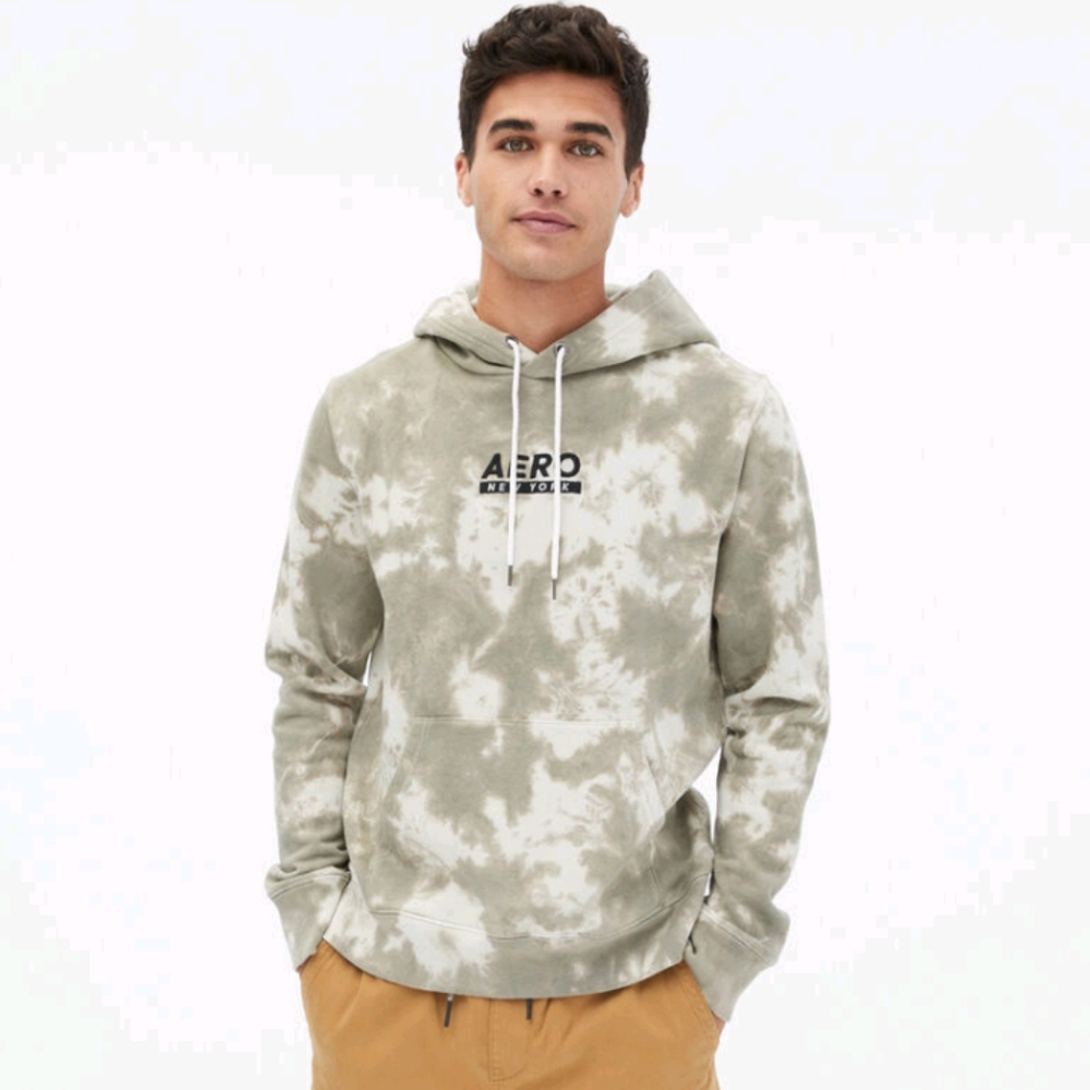 Aero New York Logo Tie-Dye Pullover Hoodie